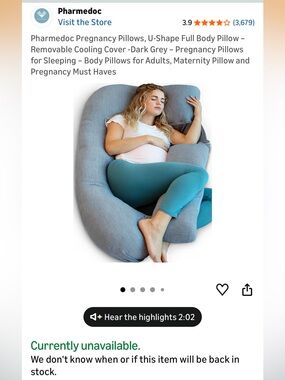 Dark Gray U-Shape Full Body Pregnancy Pillow